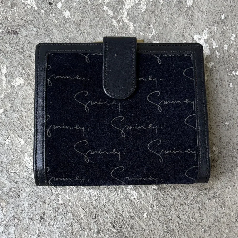 Givenchy blue velvet French kiss closure wallet